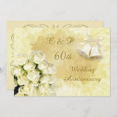 Witte rozen en gordels 60th Wedding Jubileum Kaart (Voorkant / Achterkant)
