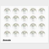  witte rozen en groen gebladerte bruiloft ronde sticker (Vel)