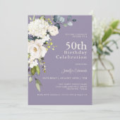 Witte Rozen en Hydrangeas Elegant 50ste verjaardag Kaart (Staand voorkant)
