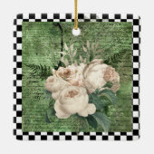  witte rozen en kastdroog keramisch ornament (Achterkant)