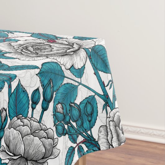 Witte rozen en ladybugs tafelkleed (Voorbeeld)