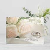 Witte rozen en ringen Weddenschap Kaart (Staand voorkant)