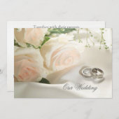 Witte rozen en ringen Weddenschap Kaart (Voorkant / Achterkant)