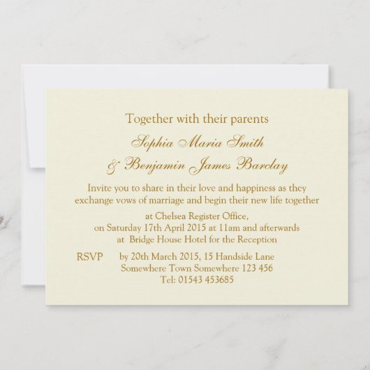 Witte rozen en ringen Weddenschap Kaart (Achterkant)