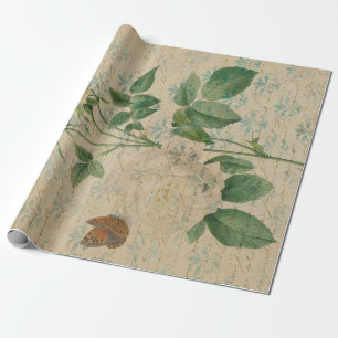  witte rozen en vlinder cadeaupapier