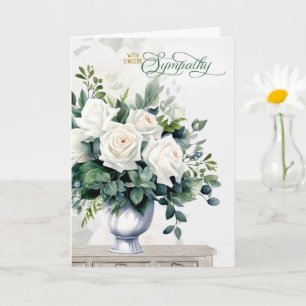 Witte Rozen en Vlinders Sympathie Kaart