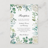 Witte rozen Eucalyptus Botanische bruiloft Informatiekaartje (Voorkant)