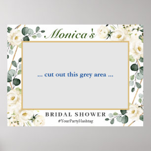 Witte Rozen Eucalyptus Bruiloftsborrel Foto Prop Poster