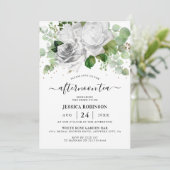 Witte Rozen & Eucalyptus Groen Middag Thee Kaart (Staand voorkant)