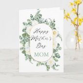 Witte rozen | Eucalyptus Happy Moederdag Mam Kaart (Gele Bloem)