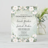 Witte rozen Eucalyptus laat Verloving achter Kaart (Staand voorkant)