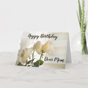 Witte rozen. Fijne verjaardag lieve mama. Kaart