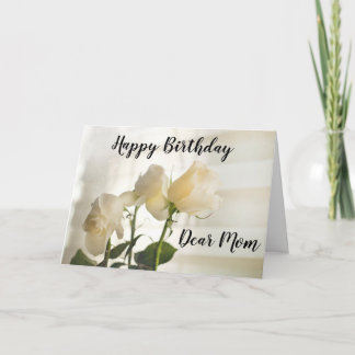 Witte rozen. Fijne verjaardag lieve mama. Kaart