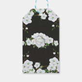 Witte rozen Floral & houtskool Grijze Elegant Favo Cadeaulabel (Achterkant)