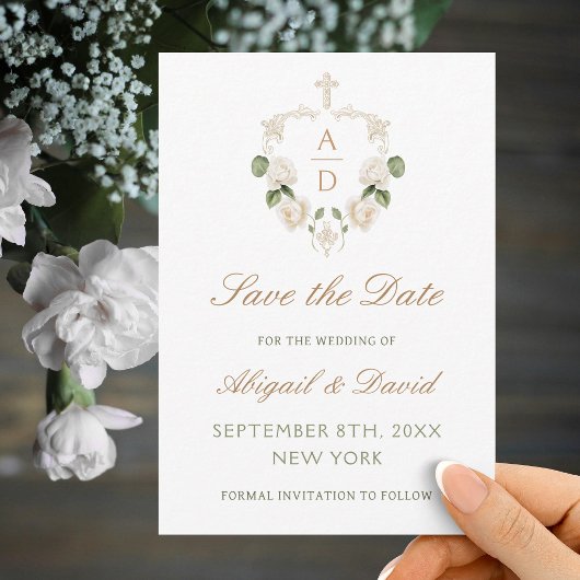 Witte Rozen Frame Religieuze Trouwdag Save The Dat Date