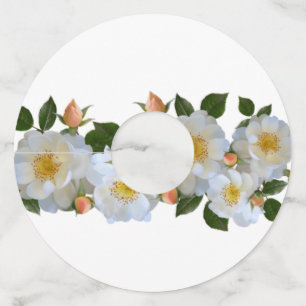Witte rozen gepersonaliseerd wijnglaslabel