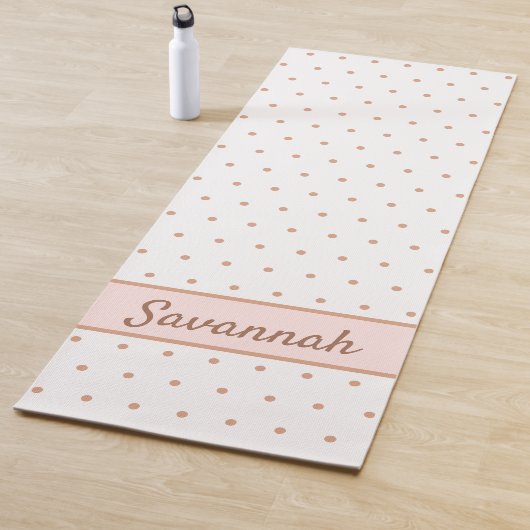 Witte rozen goudbruine roze stippen monogram naam yogamat (In situ)