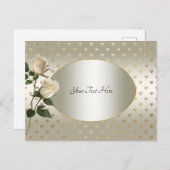 Witte Rozen Gouden Harten Briefkaart (Voorkant / Achterkant)