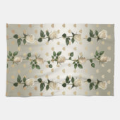 Witte Rozen Gouden Harten Keukenhanddoeken (Horizontaal)