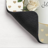 Witte Rozen Gouden Harten Mousepad Muismat (Hoek)