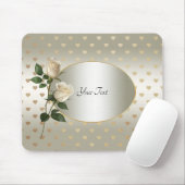 Witte Rozen Gouden Harten Mousepad Muismat (Met muis)