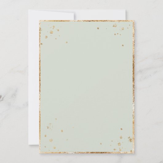 Witte Rozen Gouden Salie Groene Elegante Bruiloft Kaart (Achterkant)