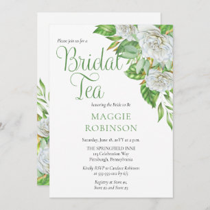 Witte rozen   Greenery Boho Floral Bridal Tea Kaart