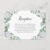 Witte Rozen Groen Bladgroen Bruiloft Informatiekaartje (Voorkant)