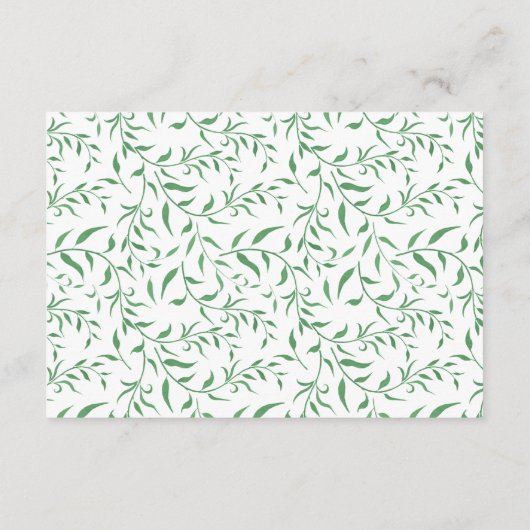 Witte Rozen Groen Bladgroen Bruiloft Informatiekaartje (Achterkant)