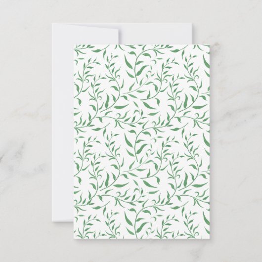 Witte Rozen Groen Bladgroen Bruiloft RSVP Kaartje (Achterkant)