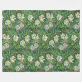 Witte rozen, groene bladeren, mooie bloemen fleece deken (Voorkant (Horizontaal))