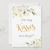 Witte Rozen Groene Decoratie Raad Hoeveel Kusjes i Kaart (Voorkant)