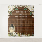 Witte Rozen Groene Huwelijksfotocabine Achtergrond Wandkleed (Voorkant)