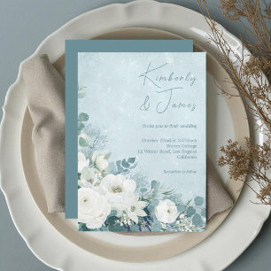 Witte Rozen Hellebores Zilveren Eucalyptus Bruilof Kaart