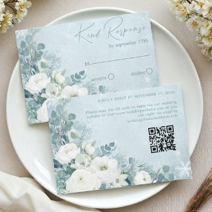 Witte Rozen Hellebores Zilveren Eucalyptus Bruilof RSVP Kaartje