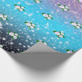 Witte rozen in de mousserende ombre douche cadeaupapier (Hoek)