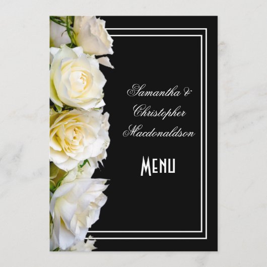 Witte rozen in het menu van de zwarte florale brui (Voorkant)