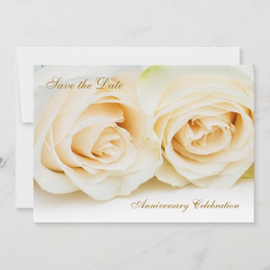 Witte rozen Jubileum Sla de datum op Save The Date (Voorkant)