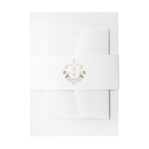 Witte Rozen Kader Religieuze Trouw Monogrammen Uitnodigingen Wikkel