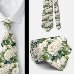Witte Rozen Klassieke Formele Bloemenkraag Stropdas