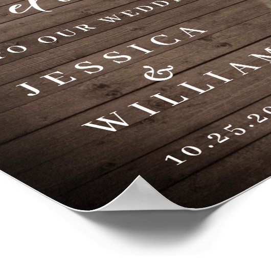 Witte Rozen Lantaarn Rustieke Houten Welkom Bruilo Poster (Hoek)