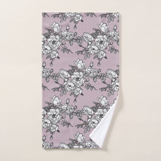 Witte rozen lavendel achtergrond bad handdoek (Handdoek)