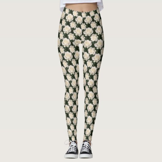 Witte rozen leggings (Voorkant)