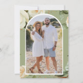 Witte Rozen Mason Jar Foto Hout Huwelijk Save The Date (Achterkant)