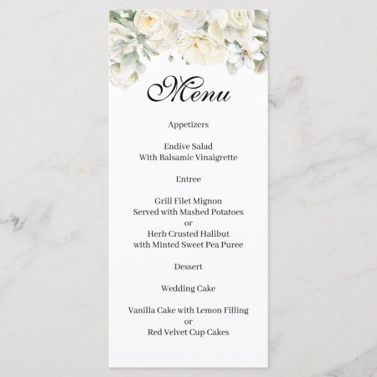 Witte Rozen Menu (Voorkant)