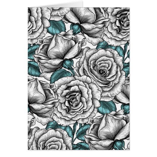 Witte rozen met blauwe bladeren (Voorkant)