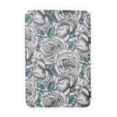 Witte rozen met blauwe bladeren badmat (Voorkant Verticaal)