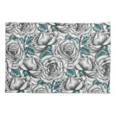 Witte rozen met blauwe bladeren kussensloop (Achterkant)