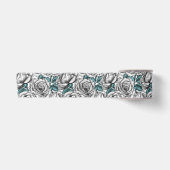 Witte rozen met blauwe bladeren lint (Voorkant)
