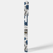 Witte rozen met blauwe bladeren op wit Case-Mate iPhone case (Achterkant / Rechts)